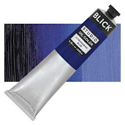 Blick Studio Oil Paint - Ultramarine Blue, 200 ml tube and swatch