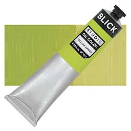 Blick Studio Oil Paint - Yellow Green, 200 ml tube and swatch