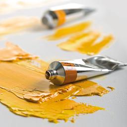 Maimeri Classico Oil Colors - Primary Colors, Set of 5, 20 ml, Tubes (Tubes and paint on canvas)