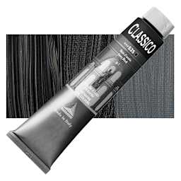 Maimeri Classico Oil Color - Ivory Black, 200 ml tube and swatch