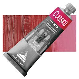 Maimeri Classico Oil Color - Permanent Carmine, 60 ml tube and swatch