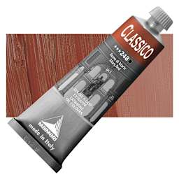 Maimeri Classico Oil Color - Mars Red, 60 ml tube and swatch