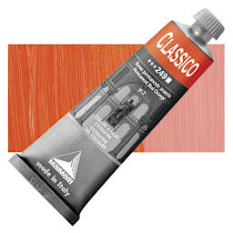 Maimeri Classico Oil Color - Permanent Red Orange, 60 ml tube and swatch