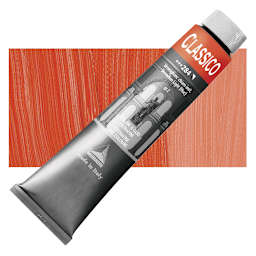 Maimeri Classico Oil Color - Vermilion Light (Hue), 200 ml tube and swatch