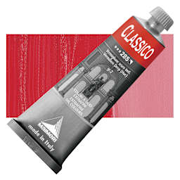 Maimeri Classico Oil Color - Vermilion Deep (Hue), 60 ml tube and swatch