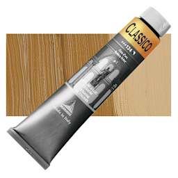 Maimeri Classico Oil Color - Golden Ochre, 200 ml tube and swatch