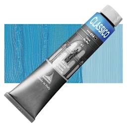 Maimeri Classico Oil Color - Sky Blue, 200 ml tube and swatch
