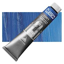 Maimeri Classico Oil Color - Cobalt Blue Light (Hue), 200 ml tube and swatch