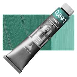 Maimeri Classico Oil Color - Emerald Green, 200 ml tube and swatch