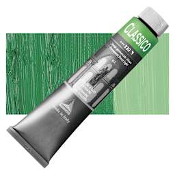 Maimeri Classico Oil Color - Permanent Green Light, 200 ml tube and swatch