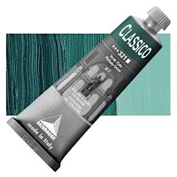 Maimeri Classico Oil Color - Phthalo Green, 60 ml tube and swatch