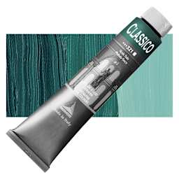 Maimeri Classico Oil Color - Phthalo Green, 200 ml tube and swatch