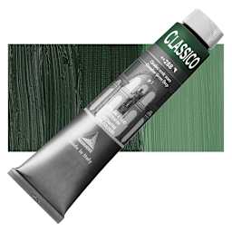 Maimeri Classico Oil Color - Cinnabar Green Deep, 200 ml tube and swatch