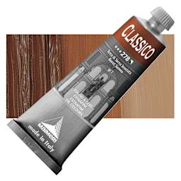 Maimeri Classico Oil Color - Burnt Sienna, 60 ml tube and swatch