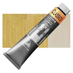 Maimeri Classico Oil Color - Light Gold, 200 ml tube and swatch