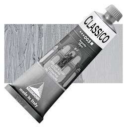 Maimeri Classico Oil Color - Silver, 60 ml tube and swatch