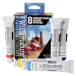 Williamsburg Handmade Oil Paints - Set of 8, Landscape, 22 ml Tubes, contents and packaging