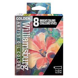 Williamsburg Handmade Oil Paints - Set of 8, Bright, 22 ml Tubes, packaging