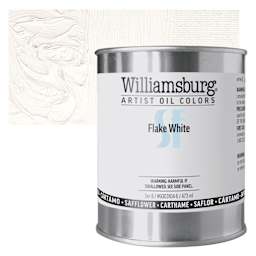 Williamsburg Handmade Safflower Oil Color - Flake White, 16 oz Can and swatch