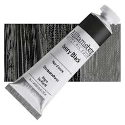 Williamsburg Handmade Oil Paint - Ivory Black, 37 ml tube and swatch
