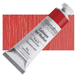 Williamsburg Handmade Oil Paint - Cadmium Red Medium, 37 ml tube and swatch