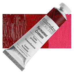Williamsburg Handmade Oil Paint - Permanent Crimson, 37 ml tube and swatch