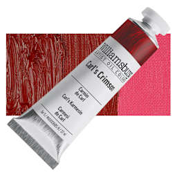 Williamsburg Handmade Oil Paint - Permanent Crimson, 37 ml tube and swatch