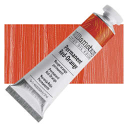 Williamsburg Handmade Oil Paint - Permanent Red Orange, 37 ml tube and swatch