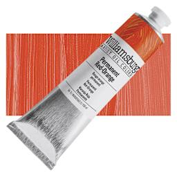 Williamsburg Handmade Oil Paint - Permanent Red Orange, 150 ml tube and swatch