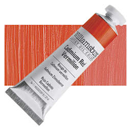 Williamsburg Handmade Oil Paint - Cadmium Red Vermilion, 37 ml tube and swatch