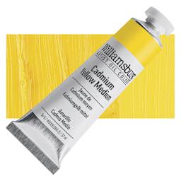Williamsburg Handmade Oil Paint - Cadmium Yellow Medium, 37 ml tube and swatch