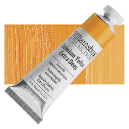 Williamsburg Handmade Oil Paint - Cadmium Yellow Extra Deep, 37 ml tube and swatch