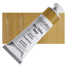 Williamsburg Handmade Oil Paint - Mars Yellow Deep, 37 ml tube and swatch