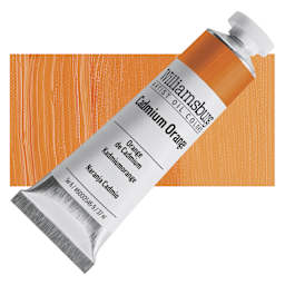Williamsburg Handmade Oil Paint - Cadmium Orange, 37 ml tube and swatch