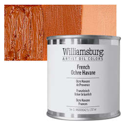 Williamsburg Handmade Oil Paint - French Ochre Havane, 8 oz Can and swatch