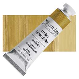 Williamsburg Handmade Oil Paint - Italian Lemon Ochre, 37 ml tube and swatch