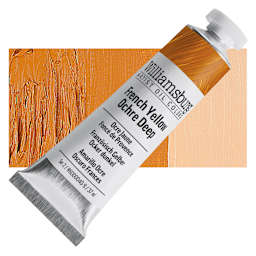Williamsburg Handmade Oil Paint - French Yellow Ochre Deep, 37 ml tube and swatch