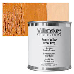 Williamsburg Handmade Oil Paint - French Yellow Ochre Deep, 8 oz Can and swatch