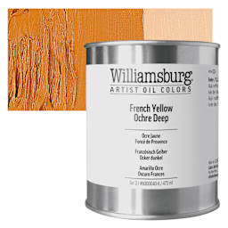 Williamsburg Handmade Oil Paint - French Yellow Ochre Deep, 16 oz can and swatch