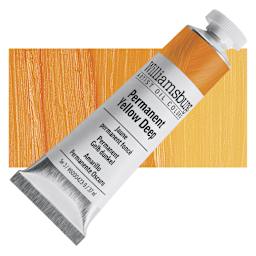 Williamsburg Handmade Oil Paint - Permanent Yellow Deep, 37 ml tube and swatch