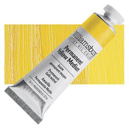 Williamsburg Handmade Oil Paint - Permanent Yellow Medium, 37 ml tube and swatch
