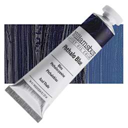 Williamsburg Handmade Oil Paint - Phthalo Blue, 37 ml tube and swatch