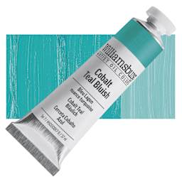 Williamsburg Handmade Oil Paint - Cobalt Teal Bluish, 37 ml tube and swatch