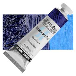 Williamsburg Handmade Safflower Oil Color - Ultramarine Blue, 37 ml tube and swatch