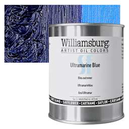 Williamsburg Handmade Safflower Oil Color - Ultramarine Blue, 16 oz can and swatch