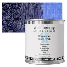 Williamsburg Handmade Safflower Oil Color - Ultramarine Blue French, 8 oz Can and swatch