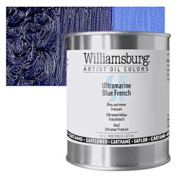 Williamsburg Handmade Safflower Oil Color - Ultramarine Blue French, 16 oz Can and swatch