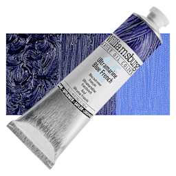 Williamsburg Handmade Safflower Oil Color - Ultramarine Blue French, 150 ml tube and swatch