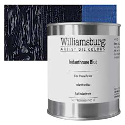 Williamsburg Handmade Oil Paint - Indanthrone Blue, 16 oz can and swatch