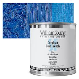 Williamsburg Handmade Safflower Oil Color - Cerulean Blue French, 8 oz Can and swatch